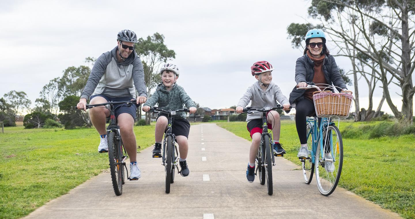 family cycling